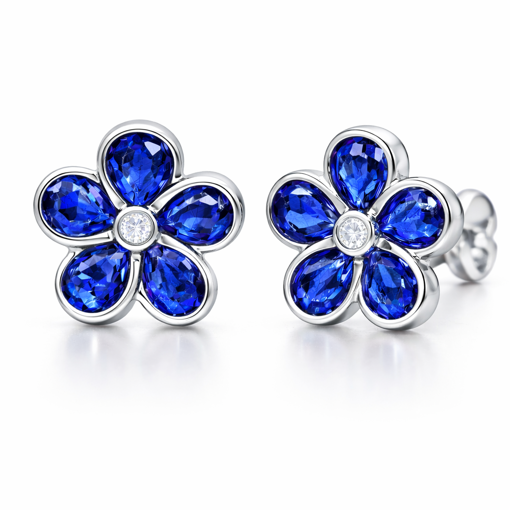 ASE156279 - Earrings 14KW/4.8G 10SAPP-4.28CT 2RD-0.06CT