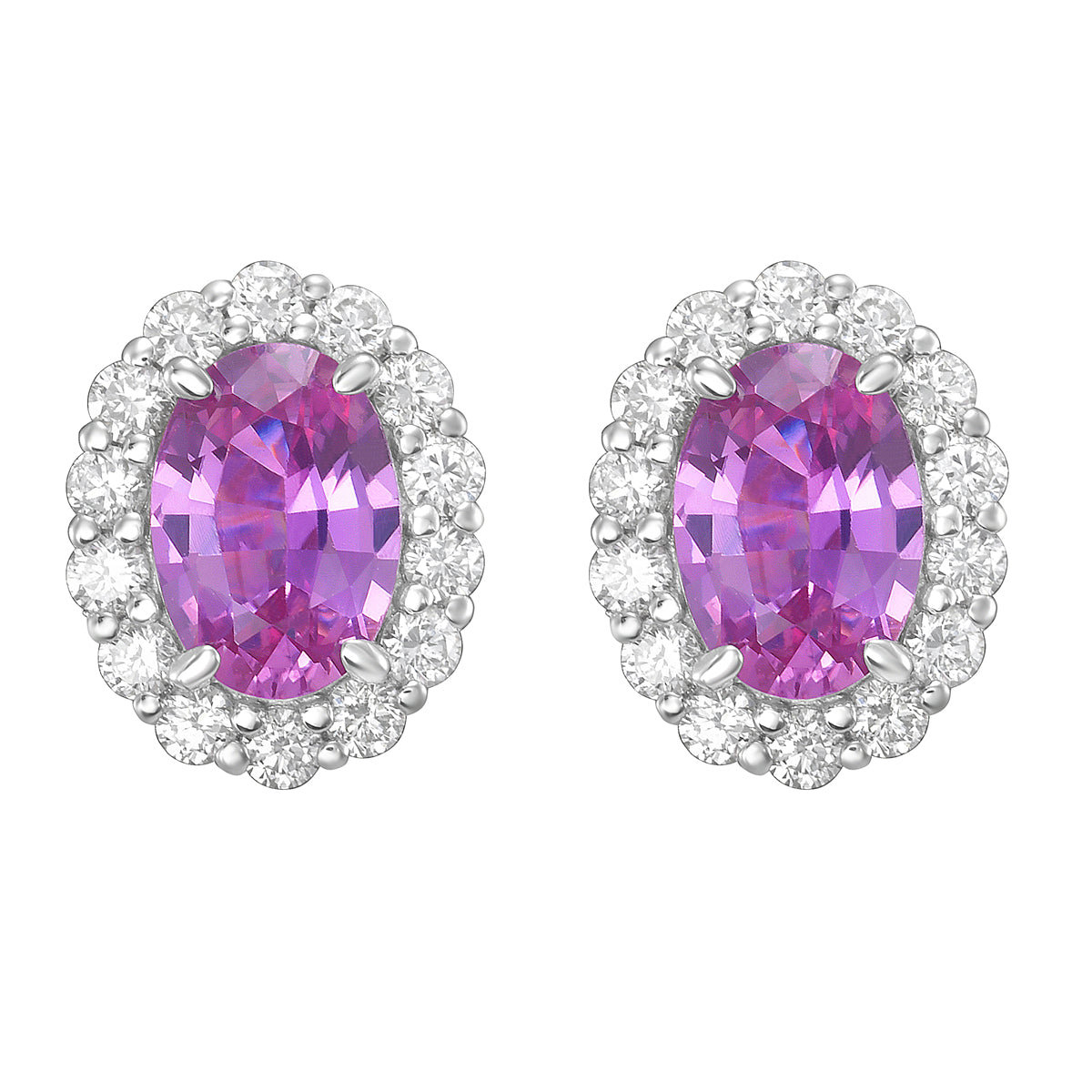 14K White Gold Pink Sapphire Earrings, 1.84ct