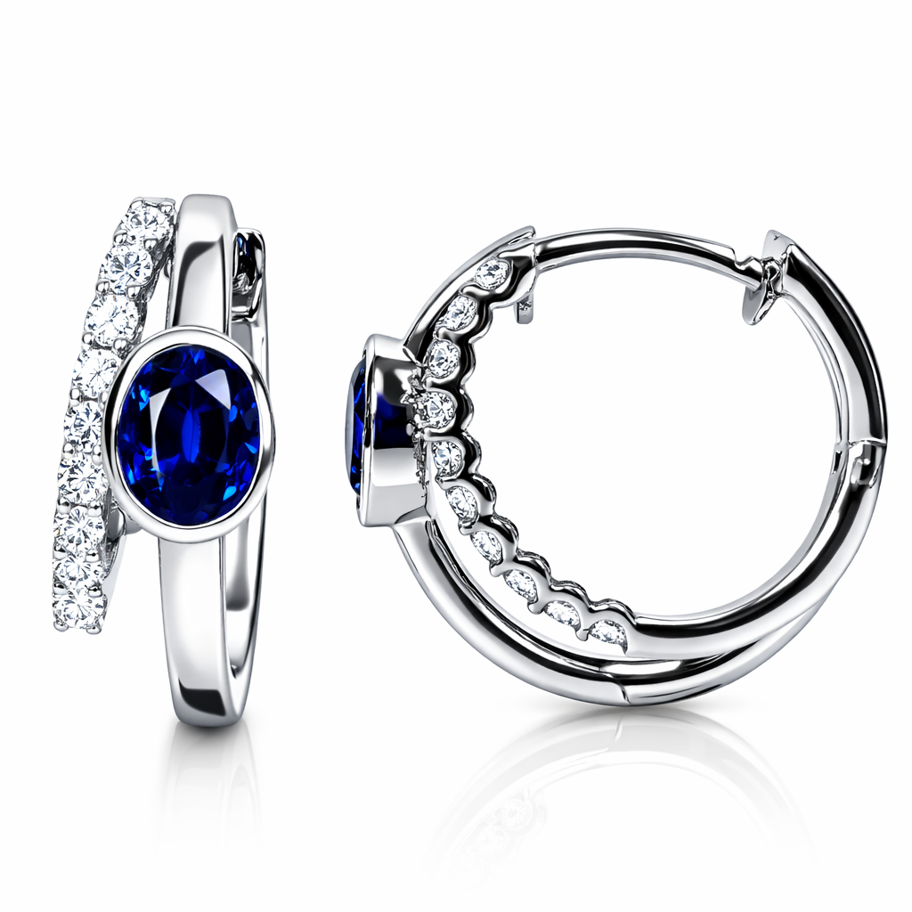 ASE156964 - Earrings 14KW/3.4G 2SAPP-0.88CT 20RD-0.29CT