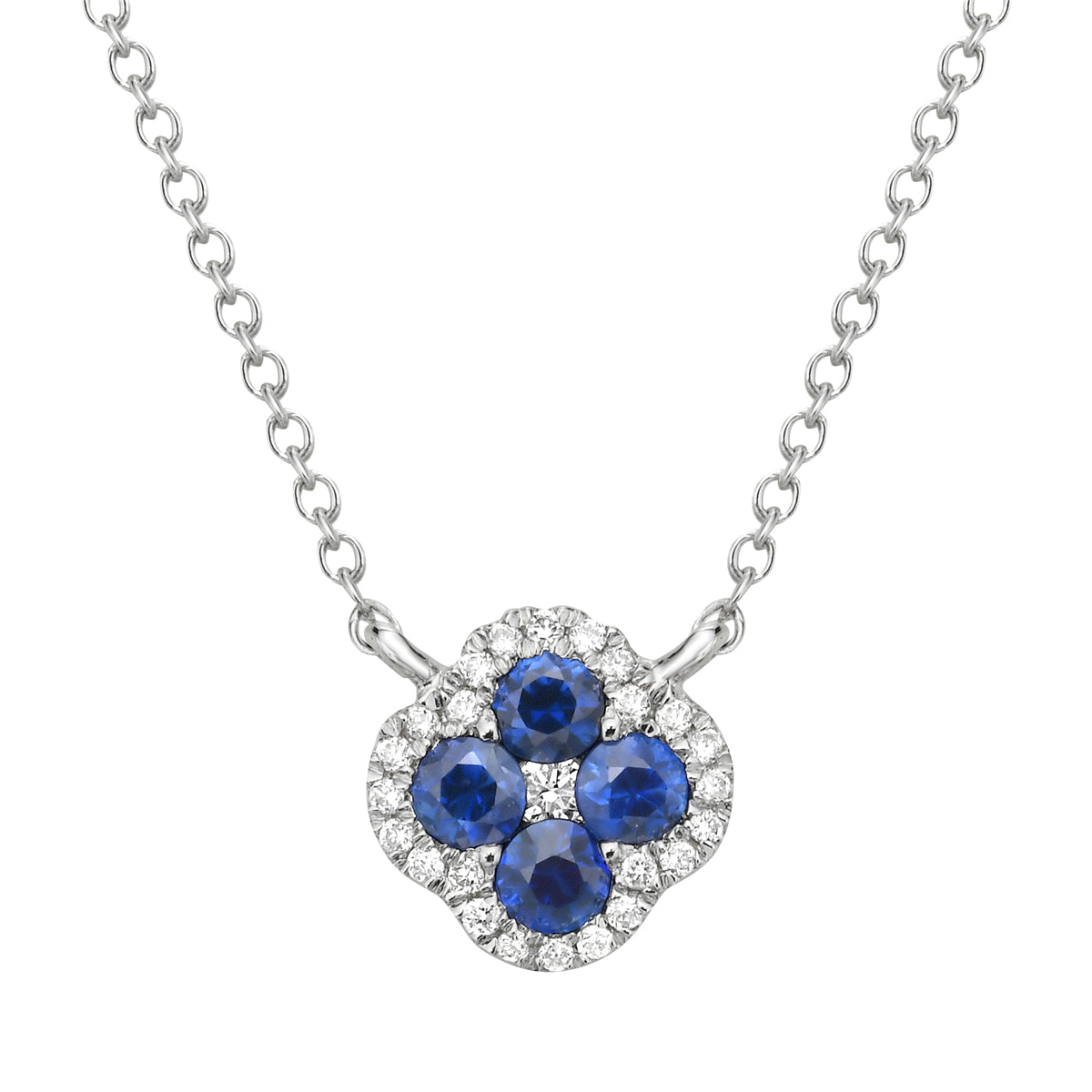 ASP153510 - Necklace 14KW/0.4G 4SAPP-0.26CT 25RD-0.05CT