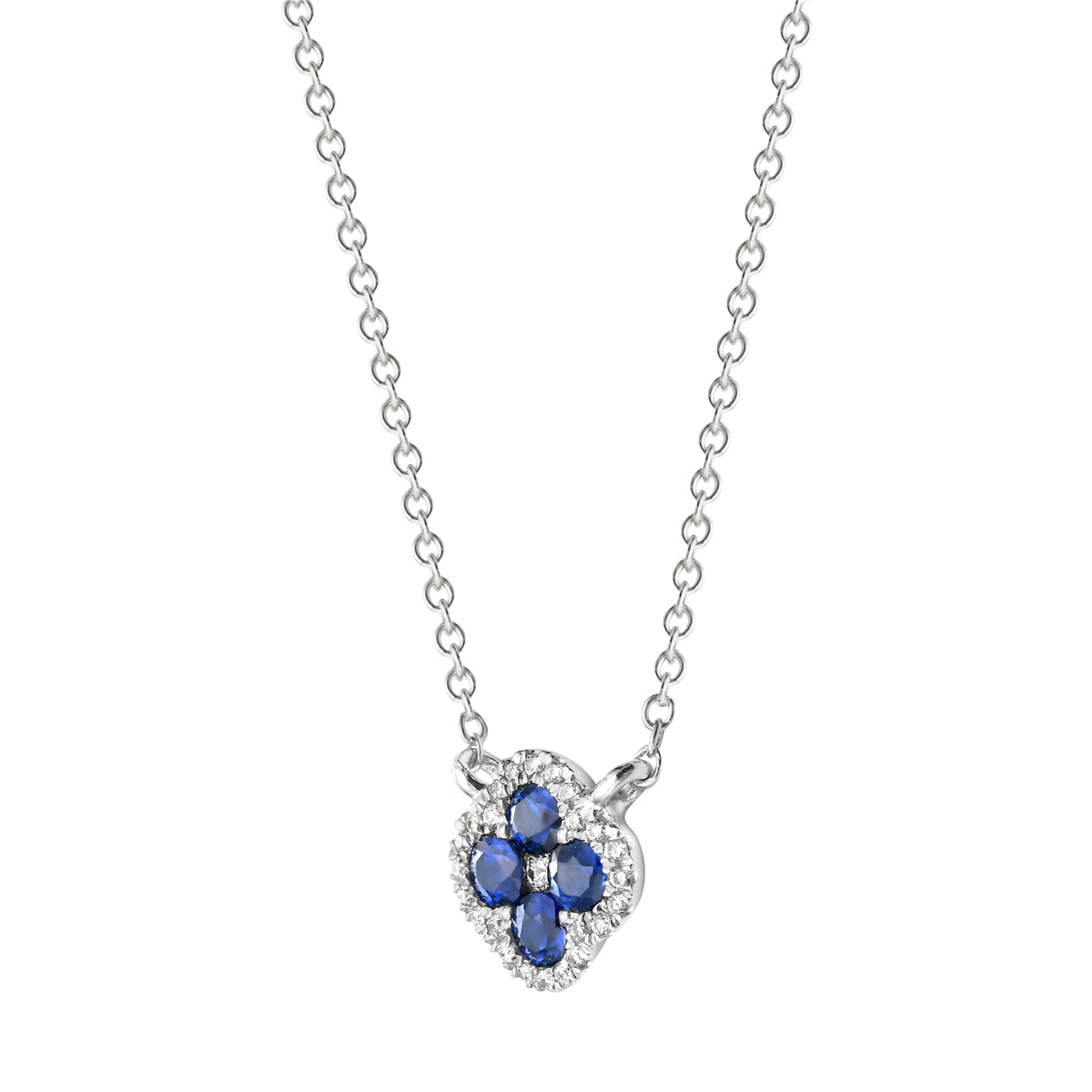 ASP153510 - Necklace 14KW/0.4G 4SAPP-0.26CT 25RD-0.05CT