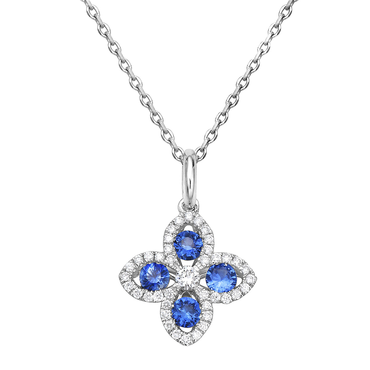 18K White Gold Blue Sapphire Pendant, 0.35ct