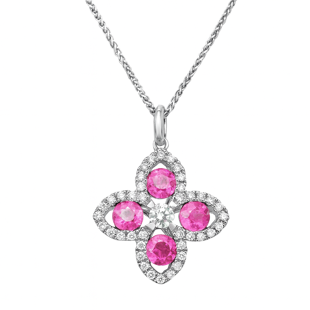 14K White Gold Pink Sapphire Pendant, 0.81ct
