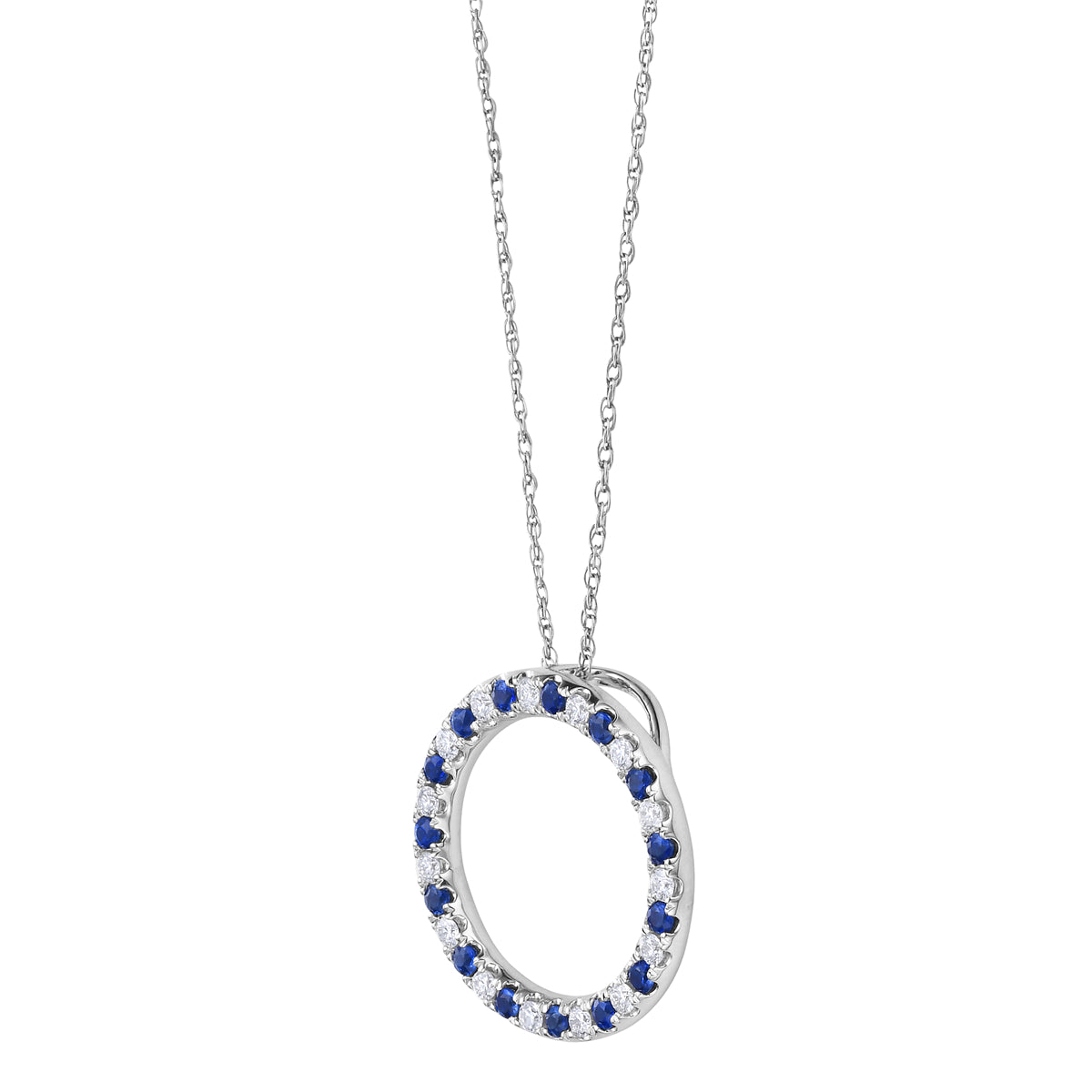 14K White Gold Blue Sapphire Pendant, 0.56ct