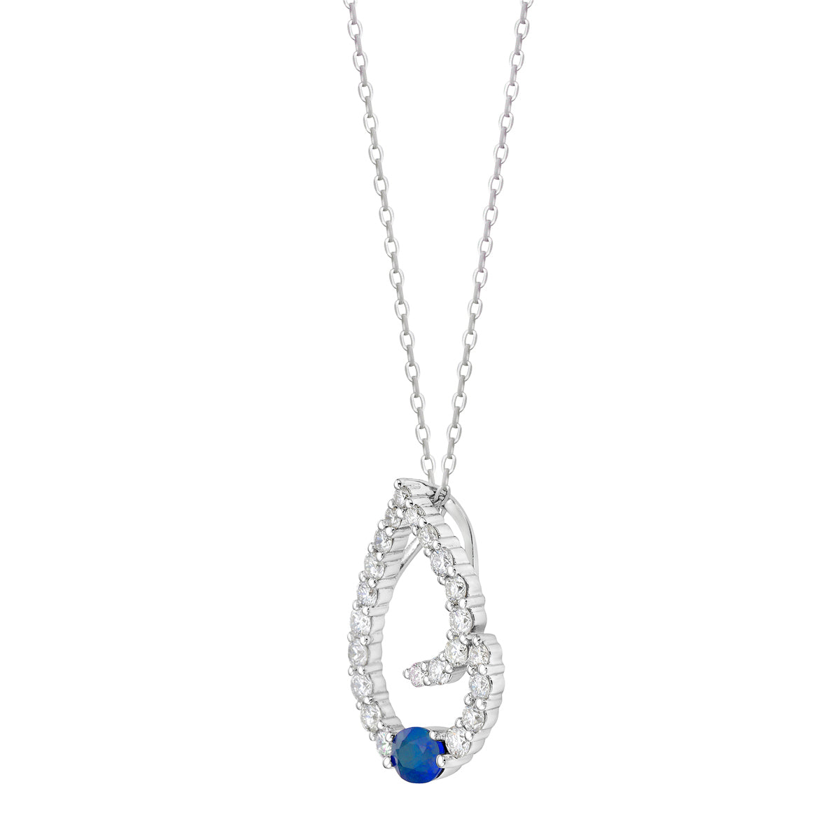 14K White Gold Blue Sapphire Pendant, 1.7g, 0.38ct