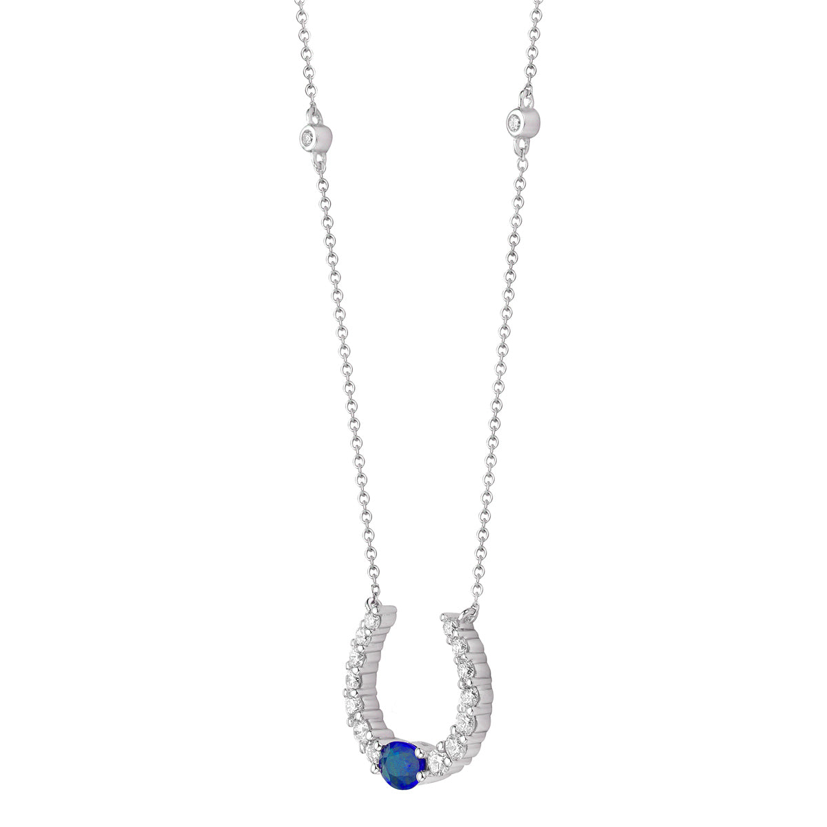 14K White Gold Blue Sapphire Pendant, 0.45ct