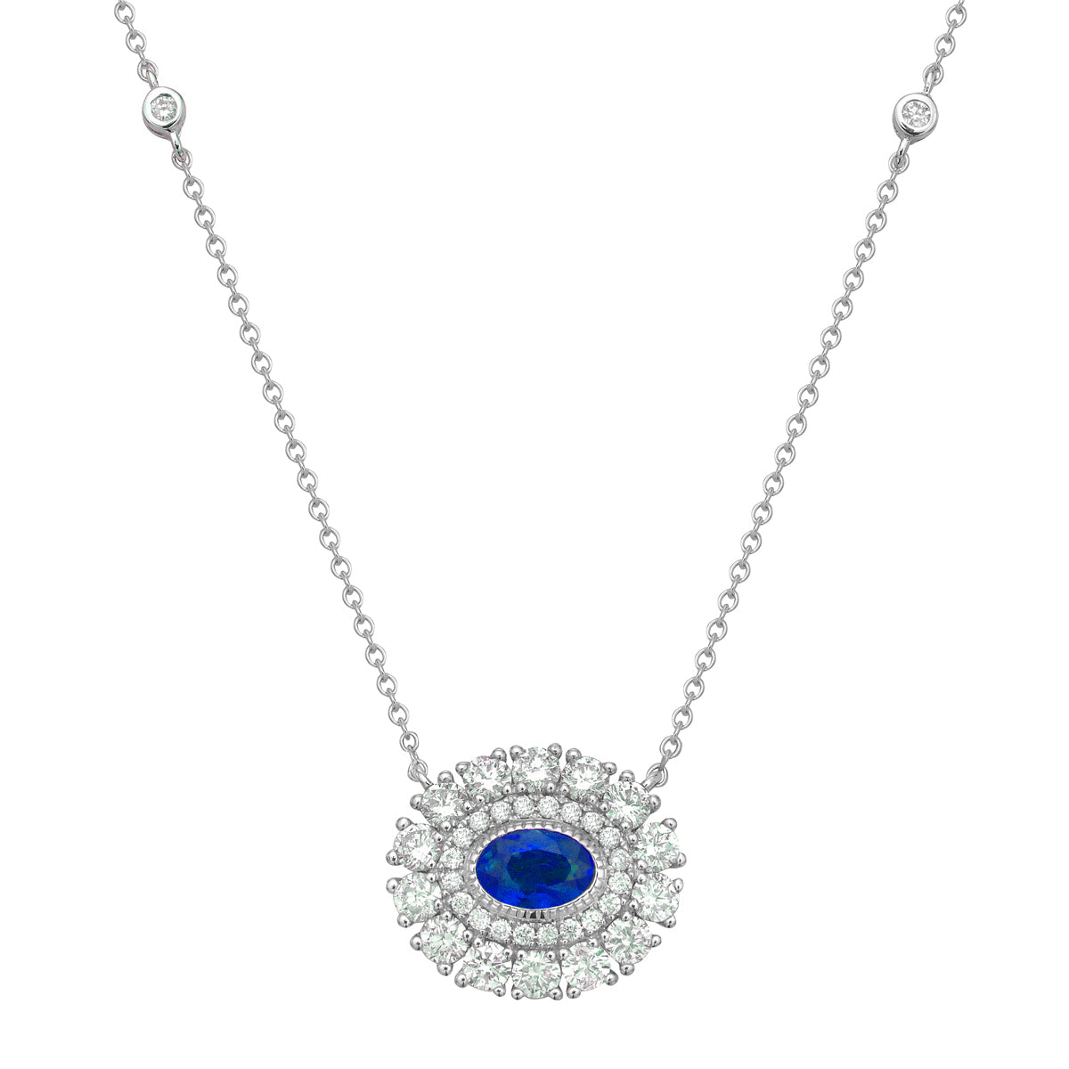 14K White Gold Blue Sapphire Pendant, 0.56ct