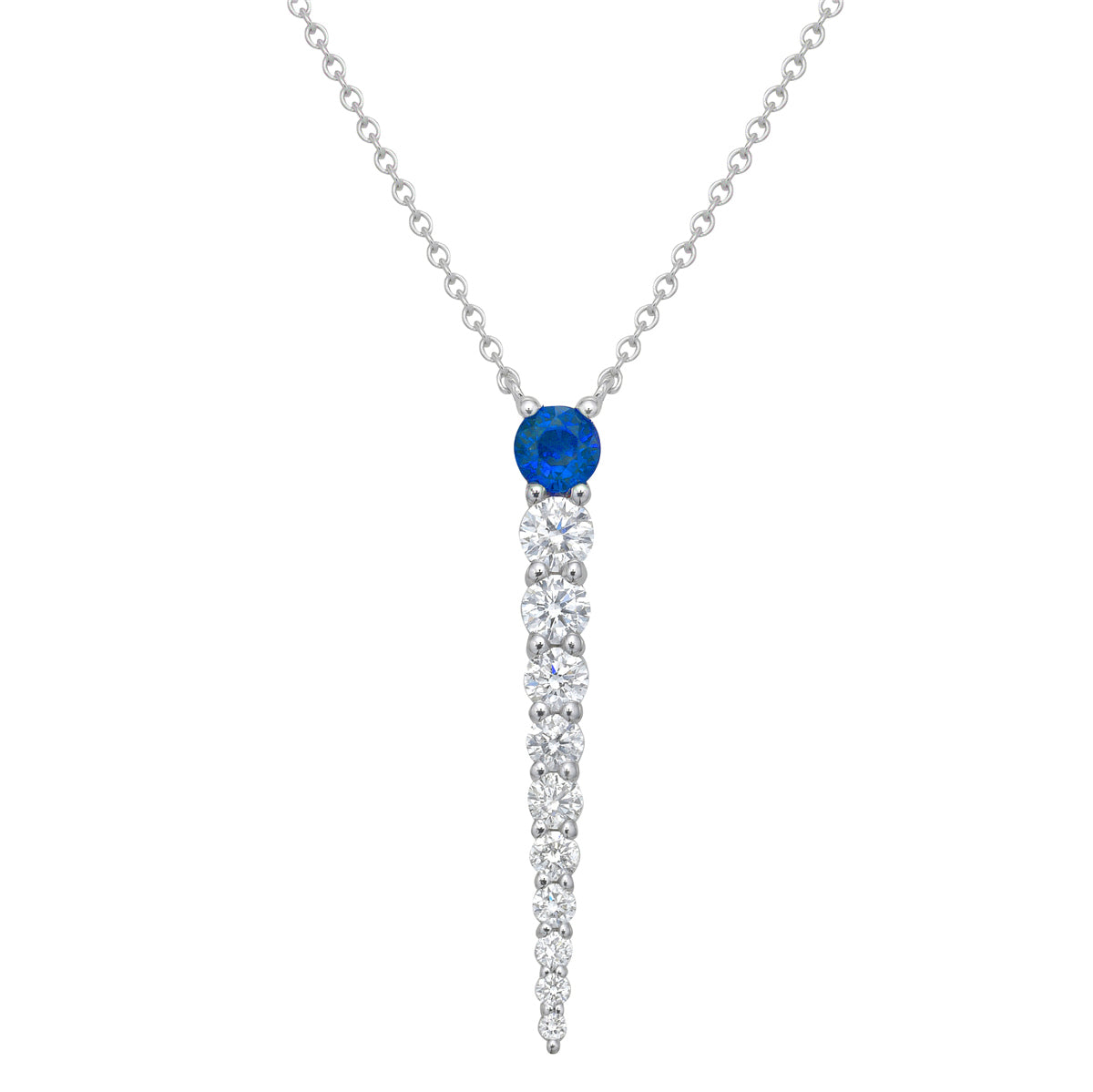 ASP155907 - Necklace 14KW/0.9G 1SAPP-0.18CT 6RD-0.35CT 4RD-0.05CT