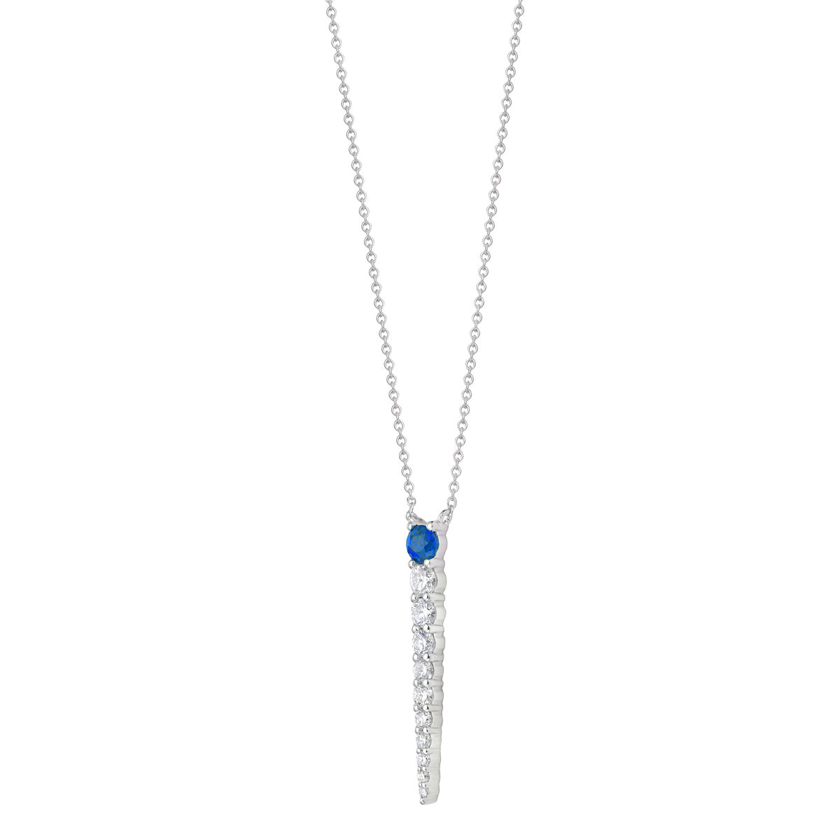 14K White Gold Blue Sapphire Pendant, 0.18ct