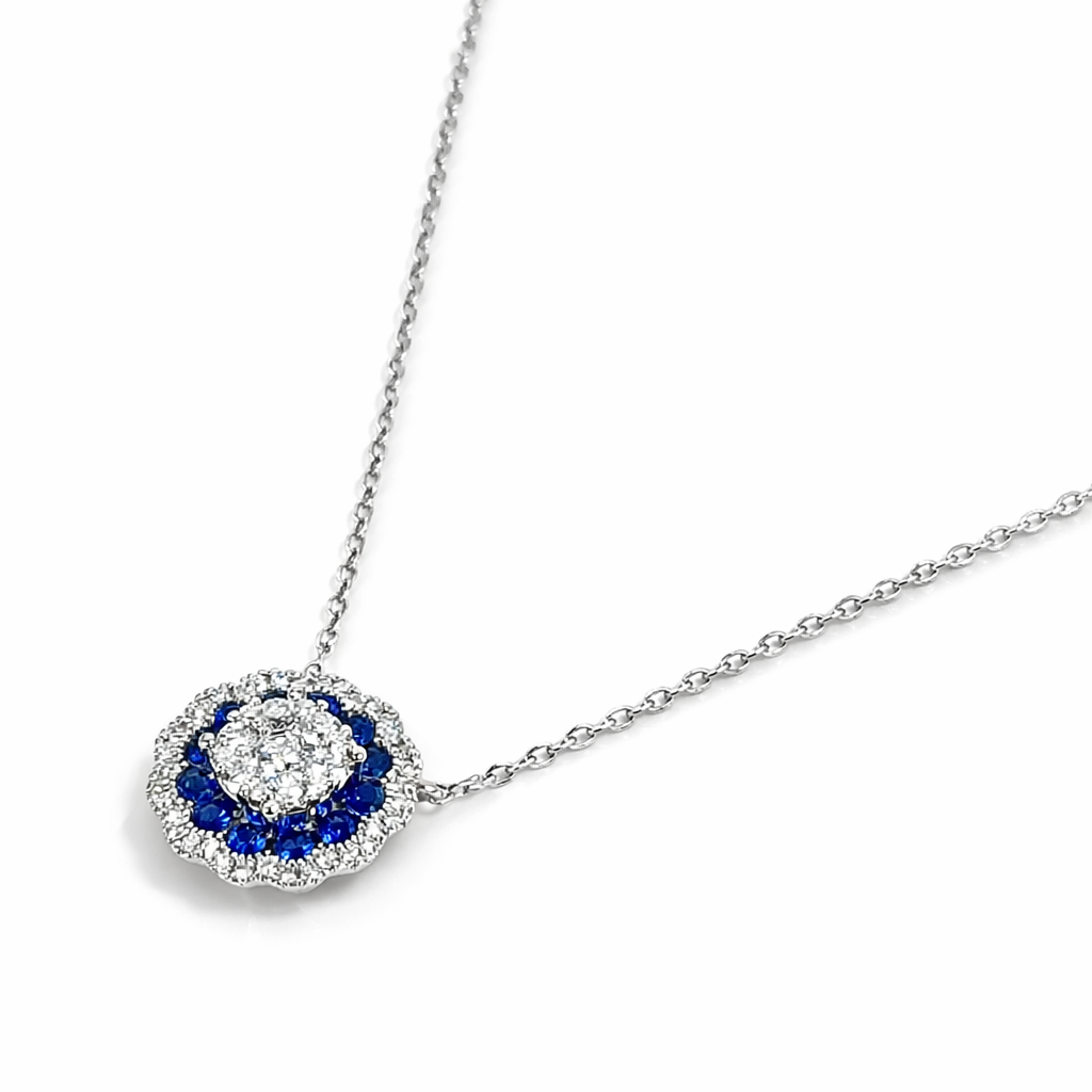ASP156947 - Necklace 14KW/2.1G 12SAPP-0.22CT 49RD-0.25CT