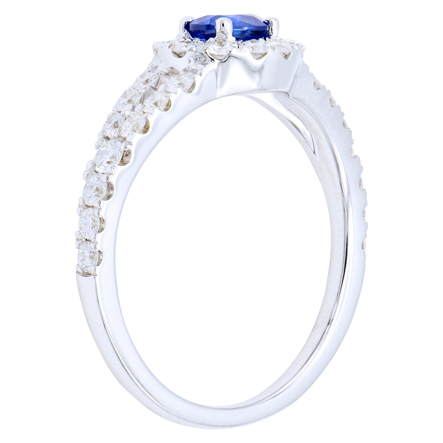 14K White Gold Sapphire and Diamond Split Shank Ring, 0.41ct