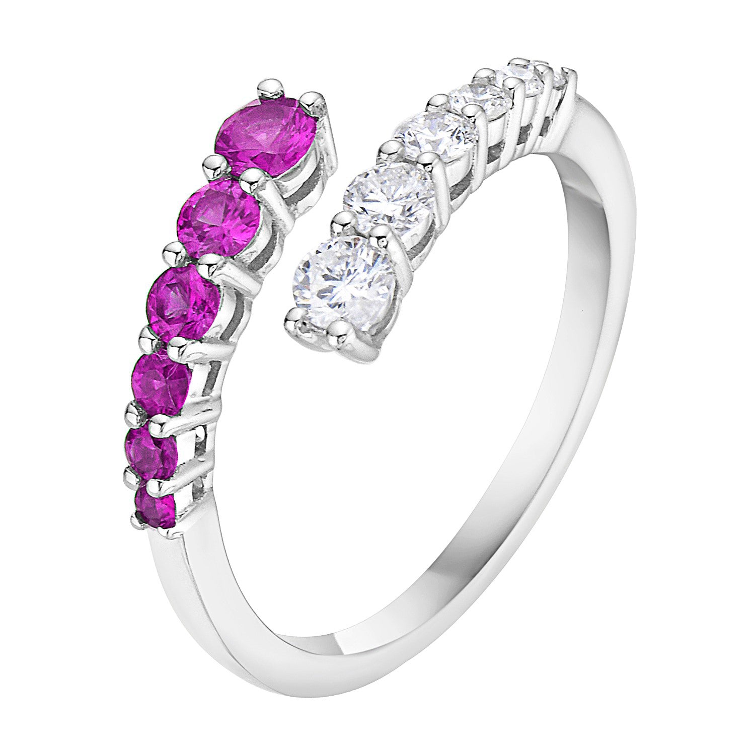 14K White Gold Pink Sapphire Diamond Ring, 0.46ct