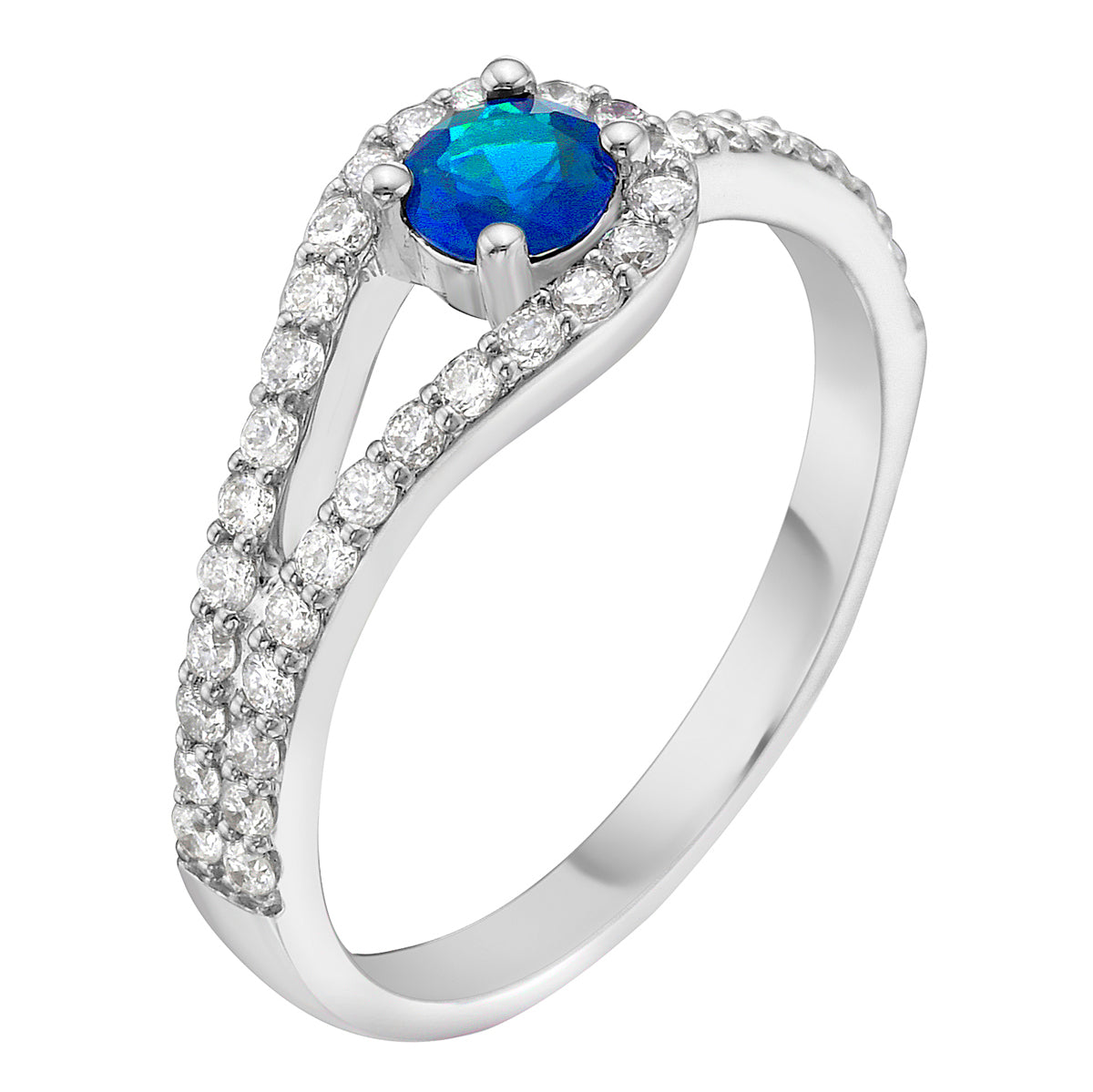 14K White Gold Blue Sapphire Ring, 0.37ct