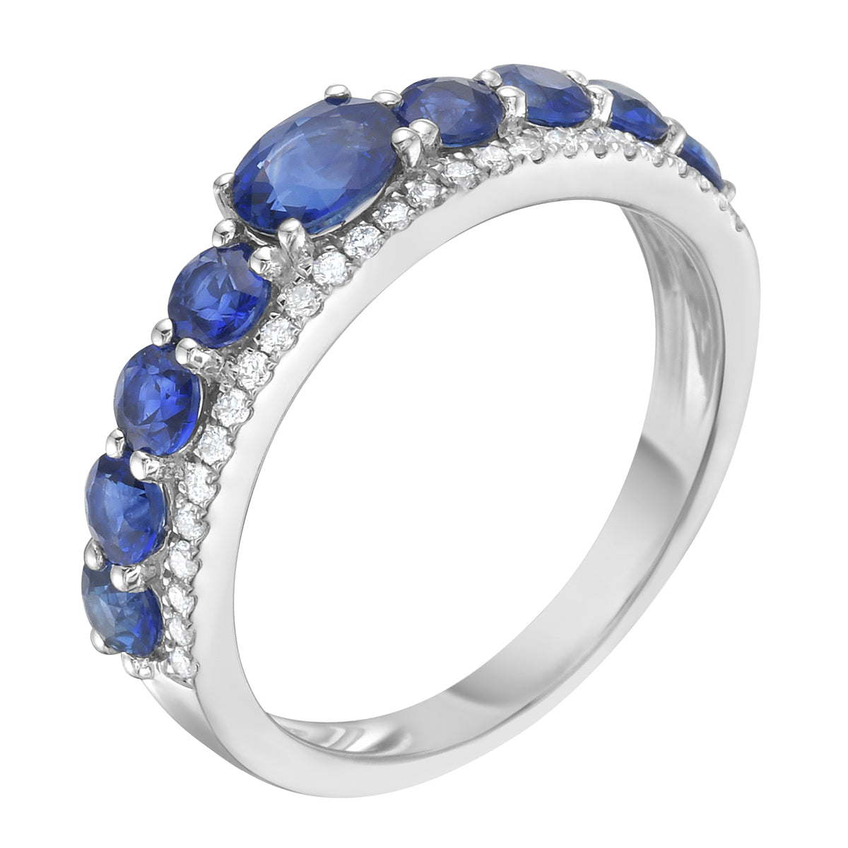 14K White Gold Blue Sapphire Ring, 1.47ct