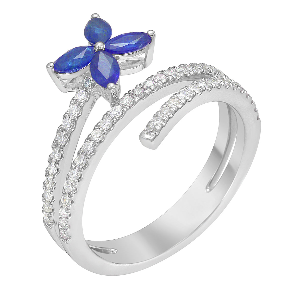 14K White Gold Blue Sapphire Ring, 0.37ct