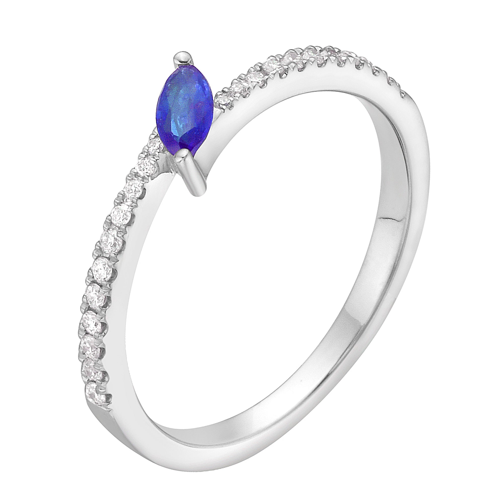 14K White Gold Blue Sapphire Ring, 0.15ct