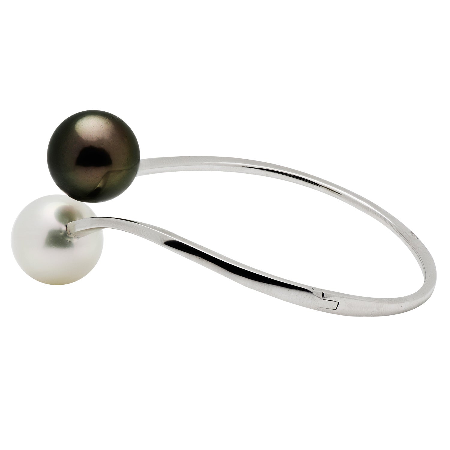 14K White Gold South Sea Tahitian Pearl Bangle, 12-13mm
