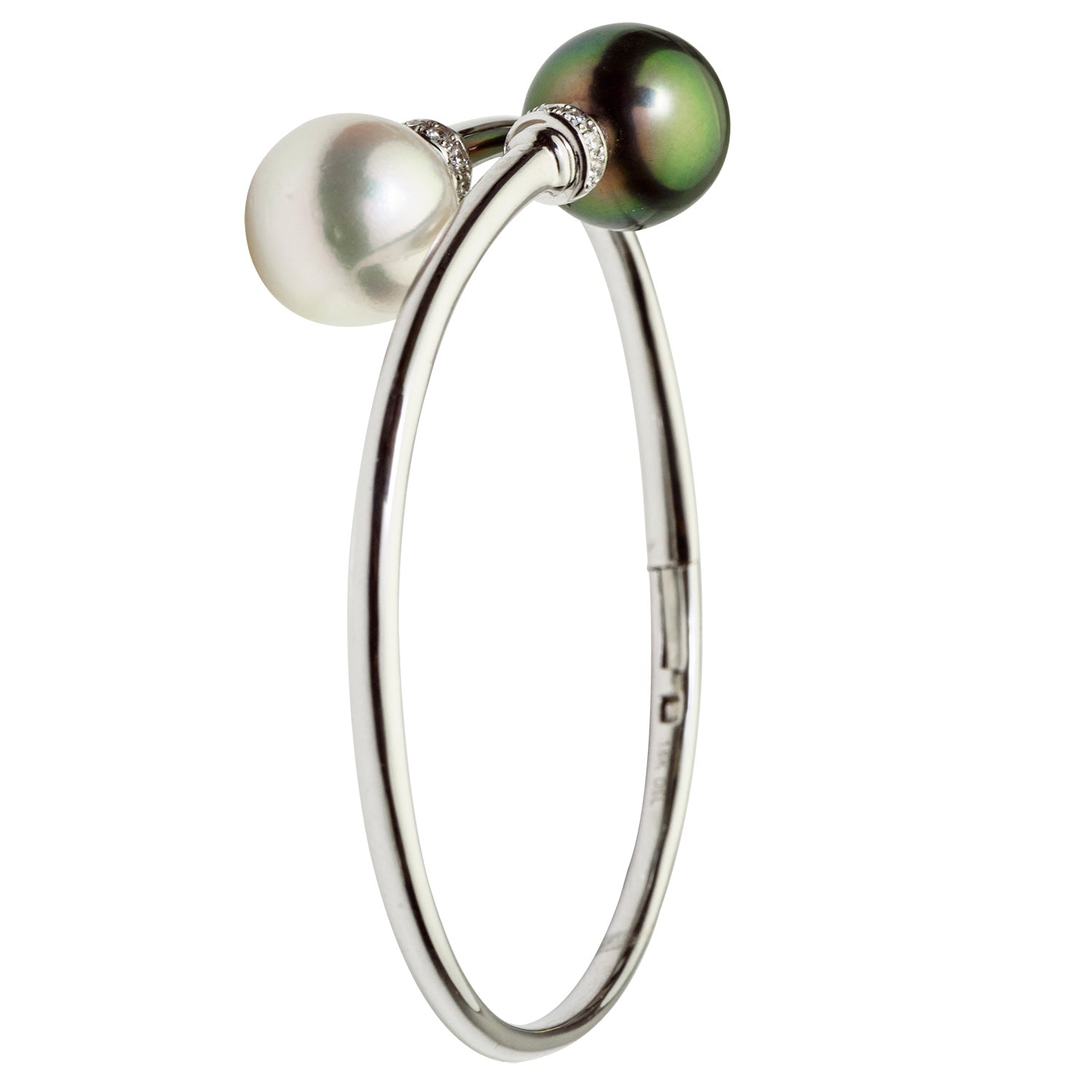 18K White Gold South Sea Pearl Bracelet, 12-13mm, 0.19ct