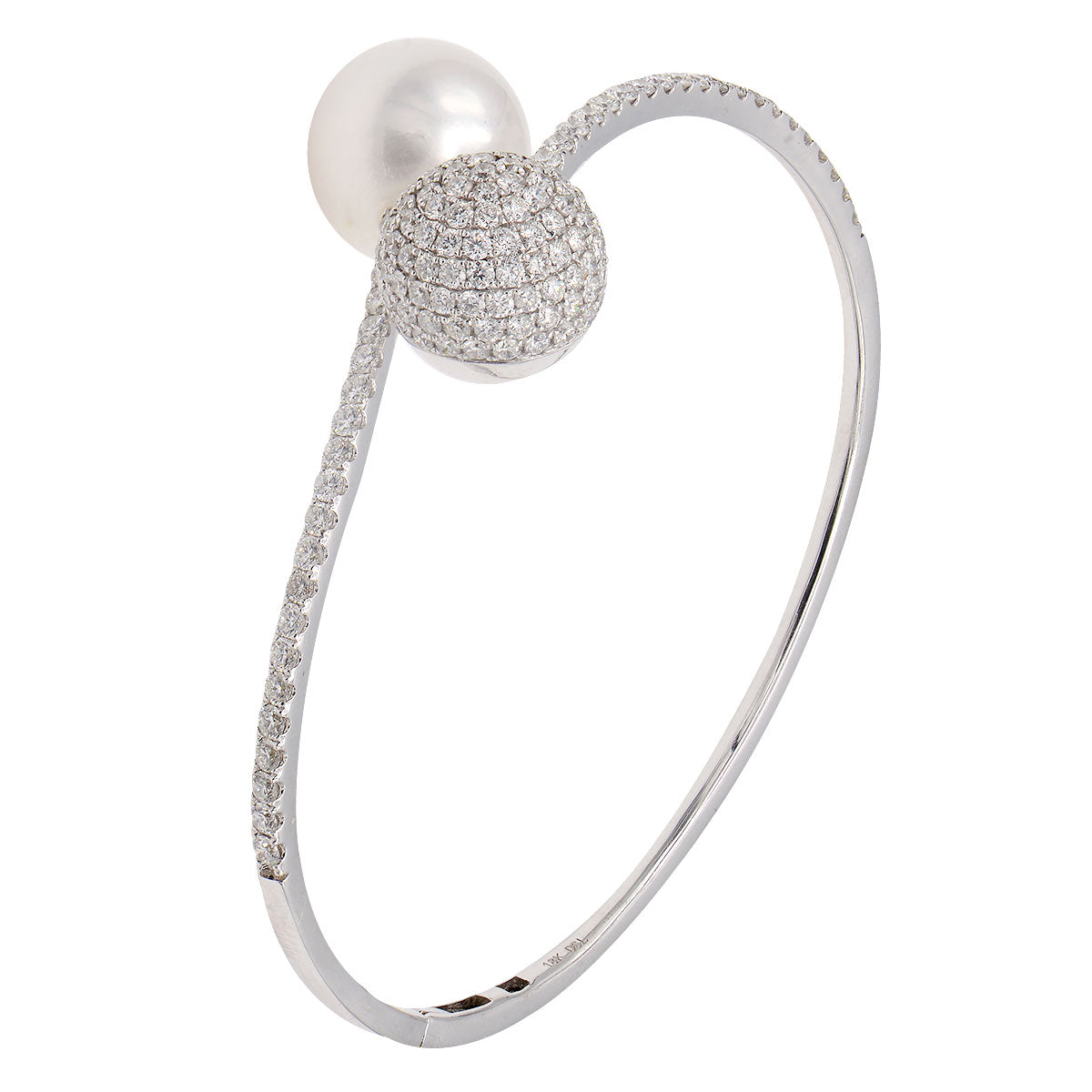 18K White Gold White South Sea Pearl Bracelet, 12-13mm, 2.6ct