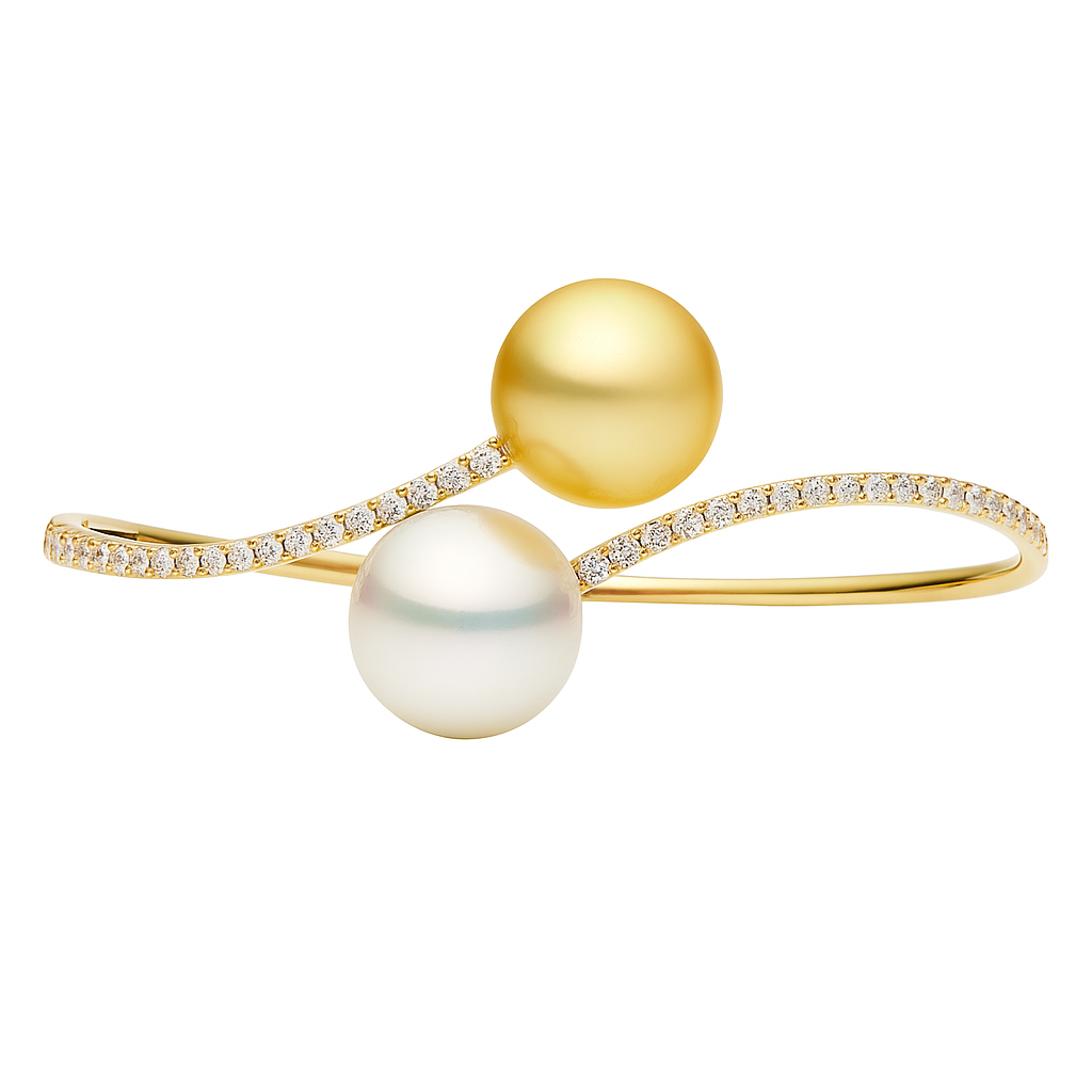 14K Yellow Gold South Sea Golden Pearl Bracelet, 12-13mm, 0.92ct