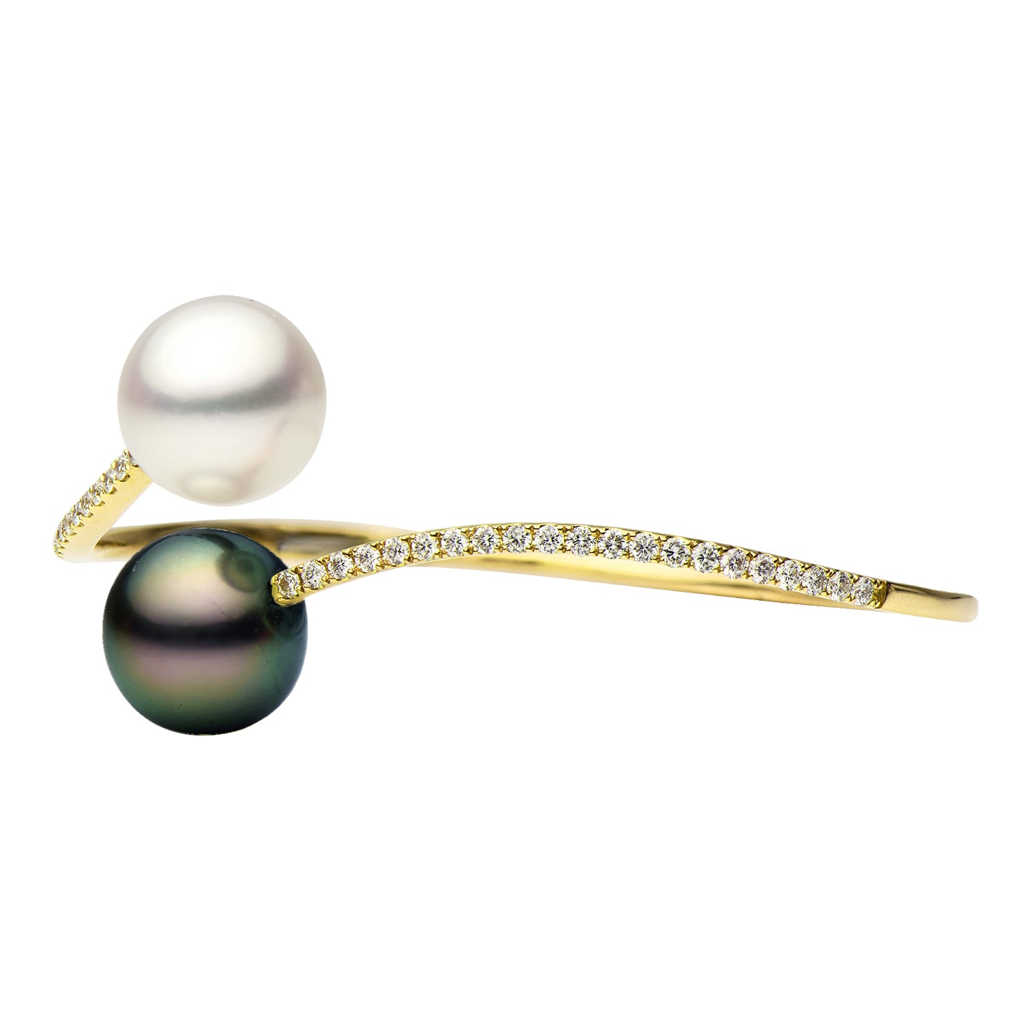 18K Yellow Gold Tahitian Pearl Bracelet, 12-13mm, 1.03ct