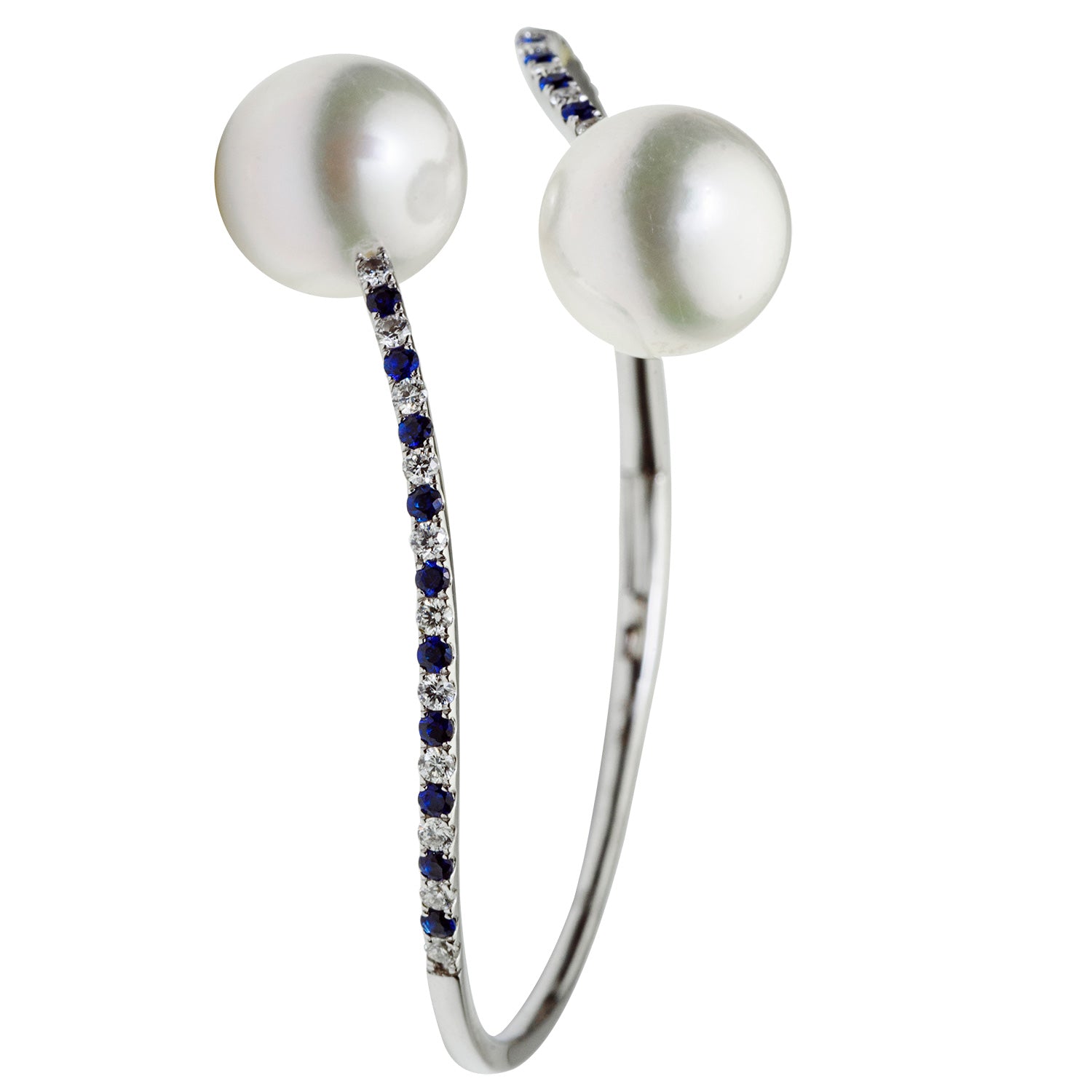 18K White Gold South Sea Pearl Bangle, 12-13mm, 1.1ct