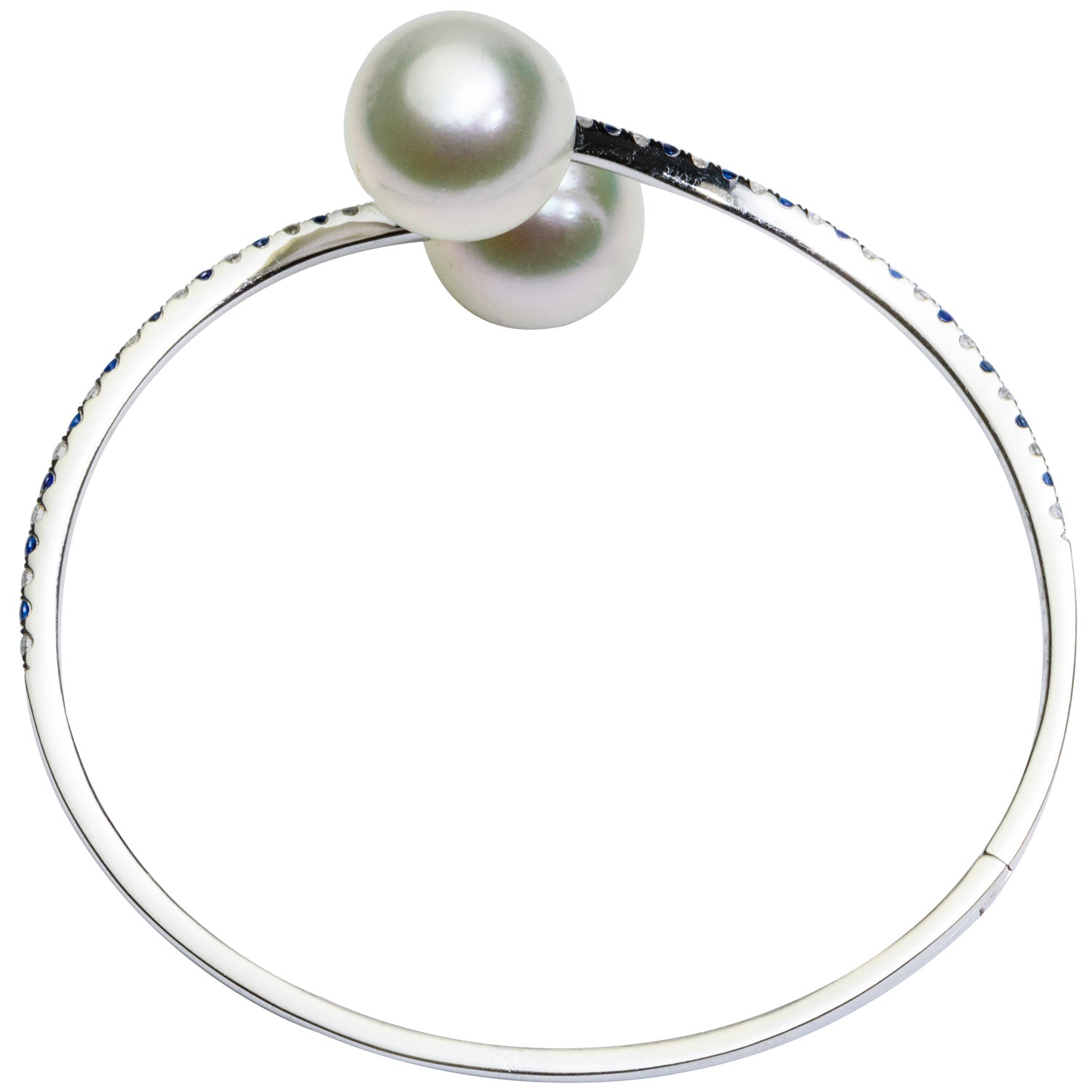 18K White Gold South Sea Pearl Bangle, 12-13mm, 1.1ct
