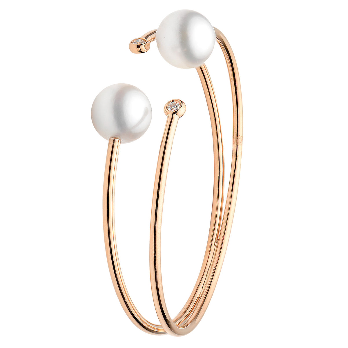 18K Rose Gold South Sea Pearl Bangle Bracelet, 10-11mm, 0.12ct