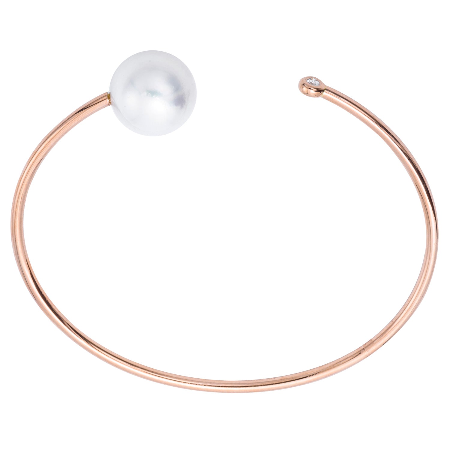 18K Rose Gold South Sea Pearl Bangle, 11-12mm, 0.09ct