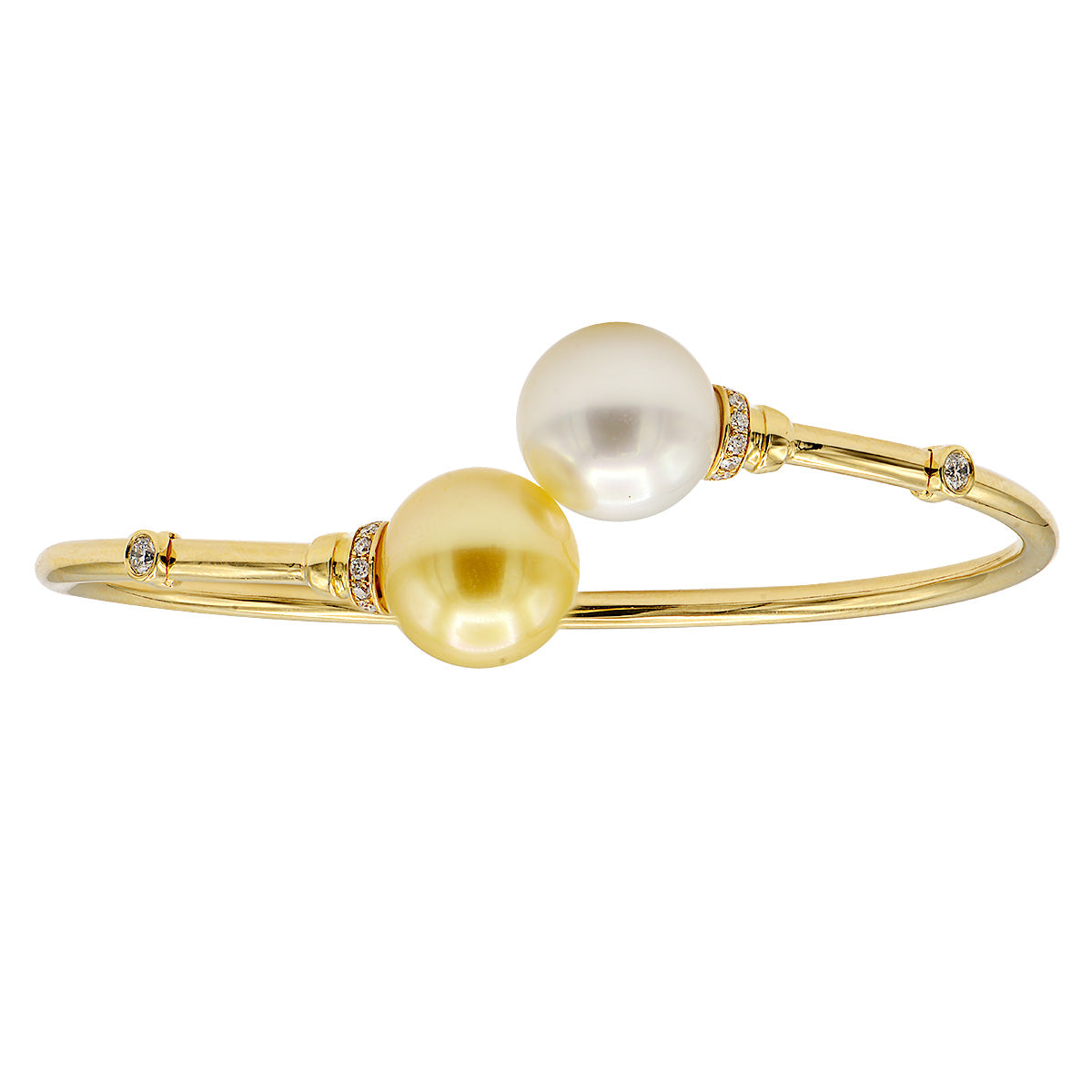 14K Yellow Gold South Sea Pearl Bracelet, 11-12mm, 0.21ct