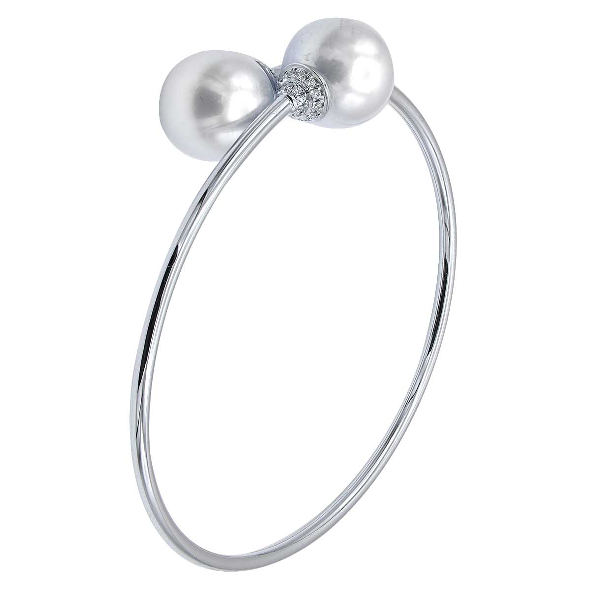 18K White Gold South Sea Pearl Bracelet, 11-12mm, 0.2ct