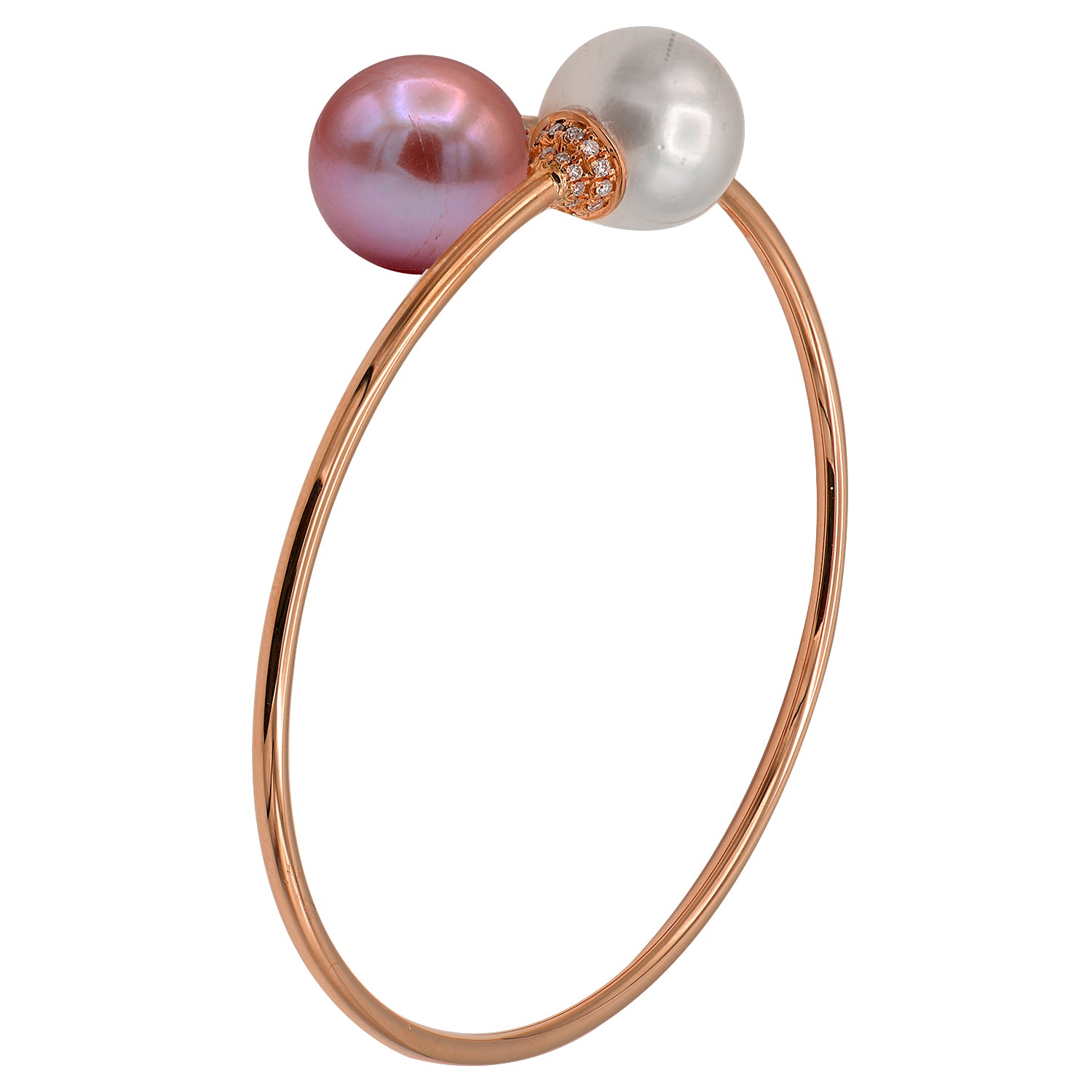 18K Rose Gold Freshwater Pearl Bracelet, 11-12mm, 0.2ct