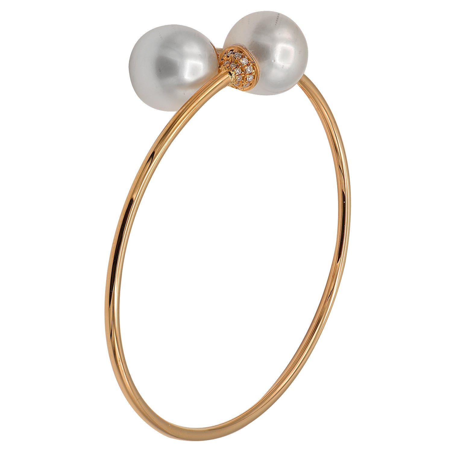 18K Rose Gold South Sea Pearl Diamond Bangle, 11-12mm, 0.2ct