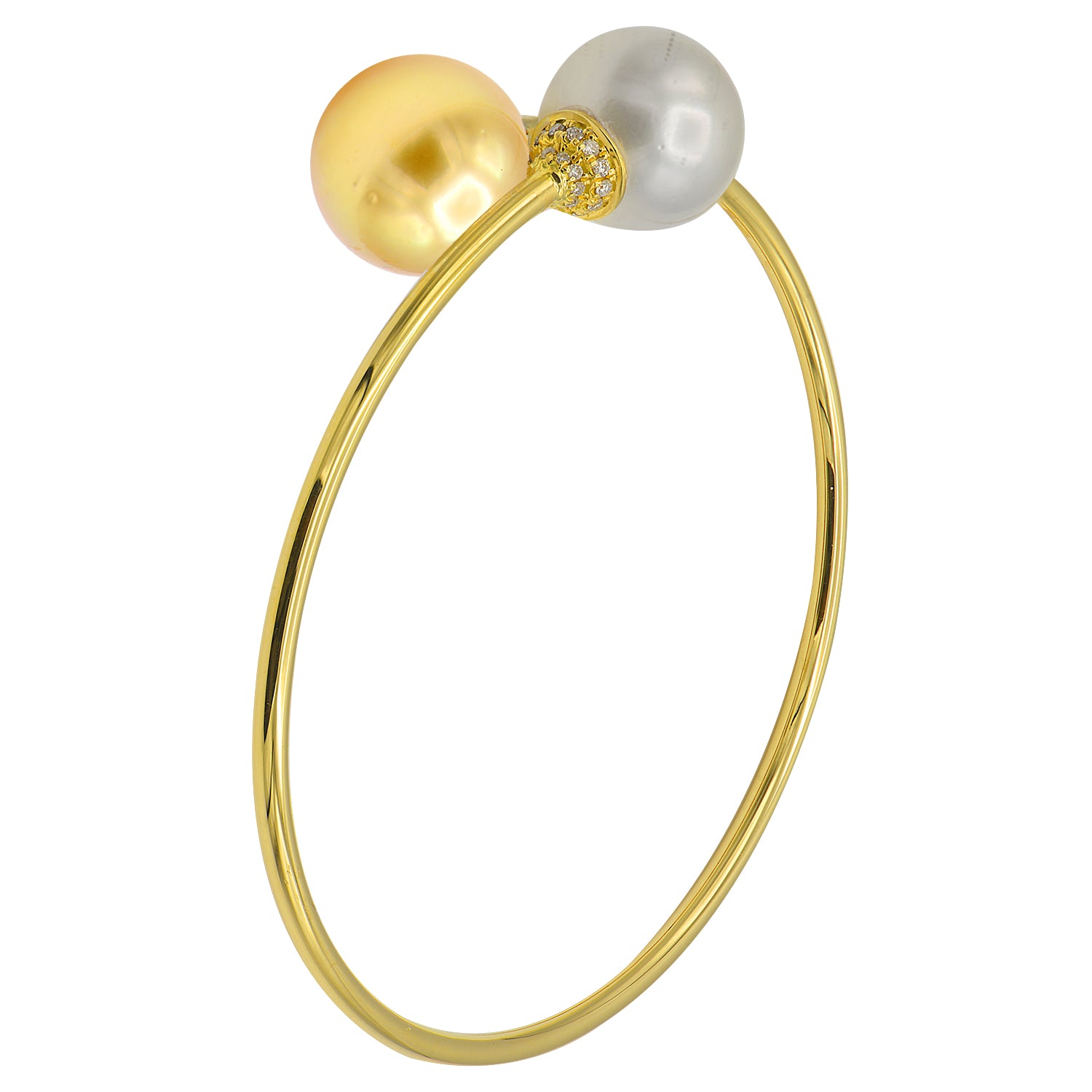 18K Yellow Gold Bangle Bracelet, 11-12mm, 0.2ct