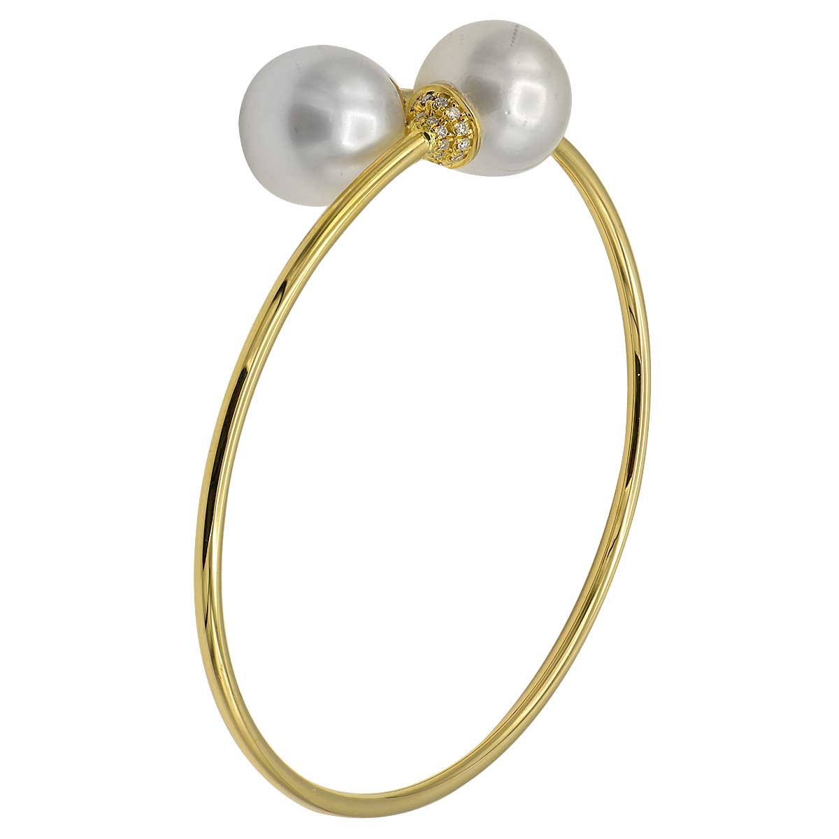 18K Yellow Gold South Sea Pearl Bangle, 11-12mm, 0.2ct