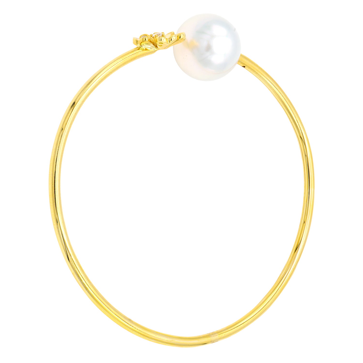 18K Yellow Gold South Sea Pearl Bracelet, 11-12mm, 0.07ct