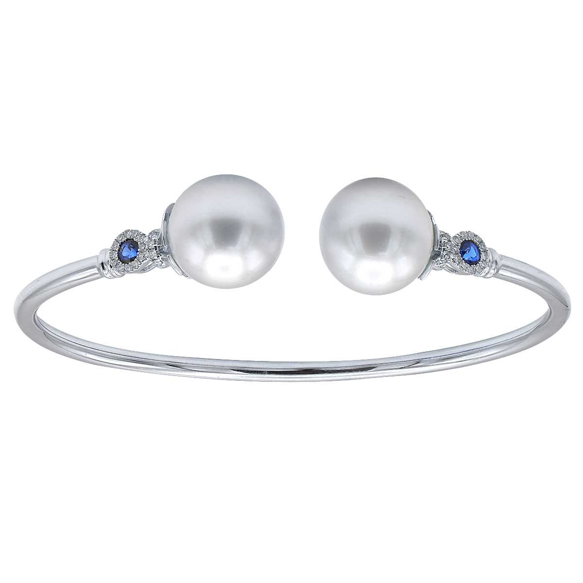 18K White Gold South Sea Pearl Bracelet, 11-12mm, 0.13ct