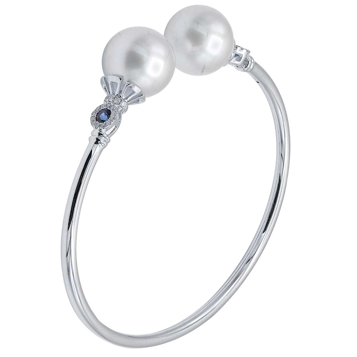 18K White Gold South Sea Pearl Bracelet, 11-12mm, 0.13ct