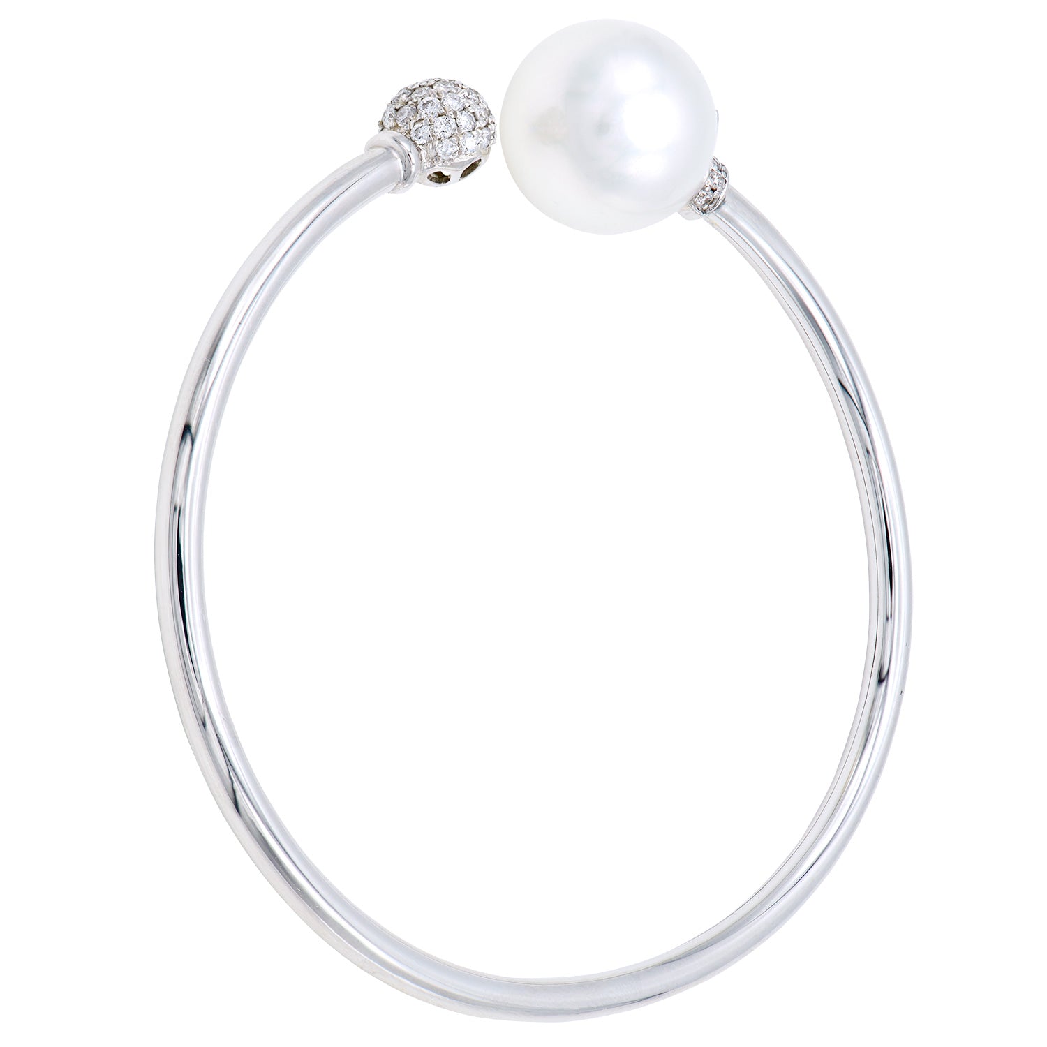 18K White Gold South Sea Pearl Diamond Bracelet, 12-13mm, 0.4ct