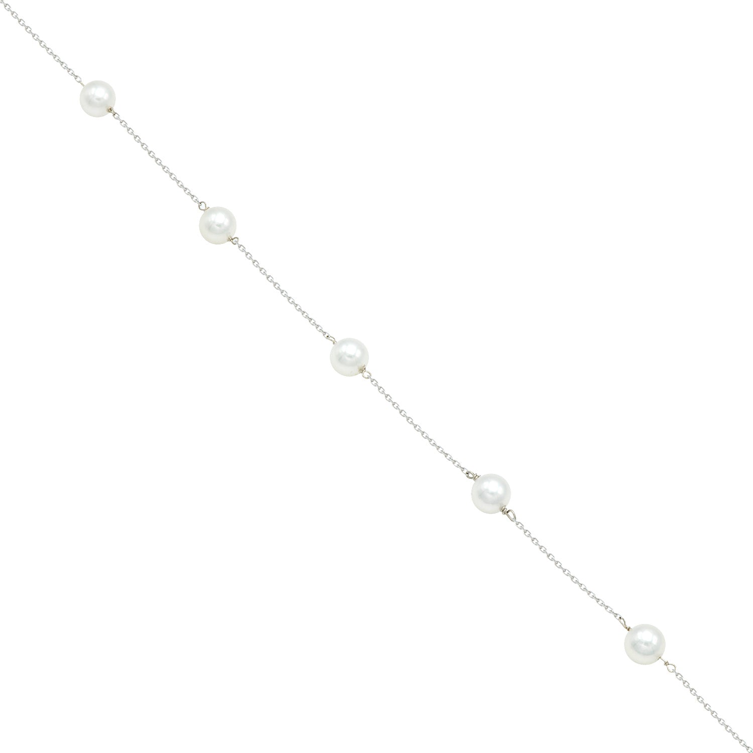 14K White Gold Cultured Pearl Bracelet, 6-6.50mm