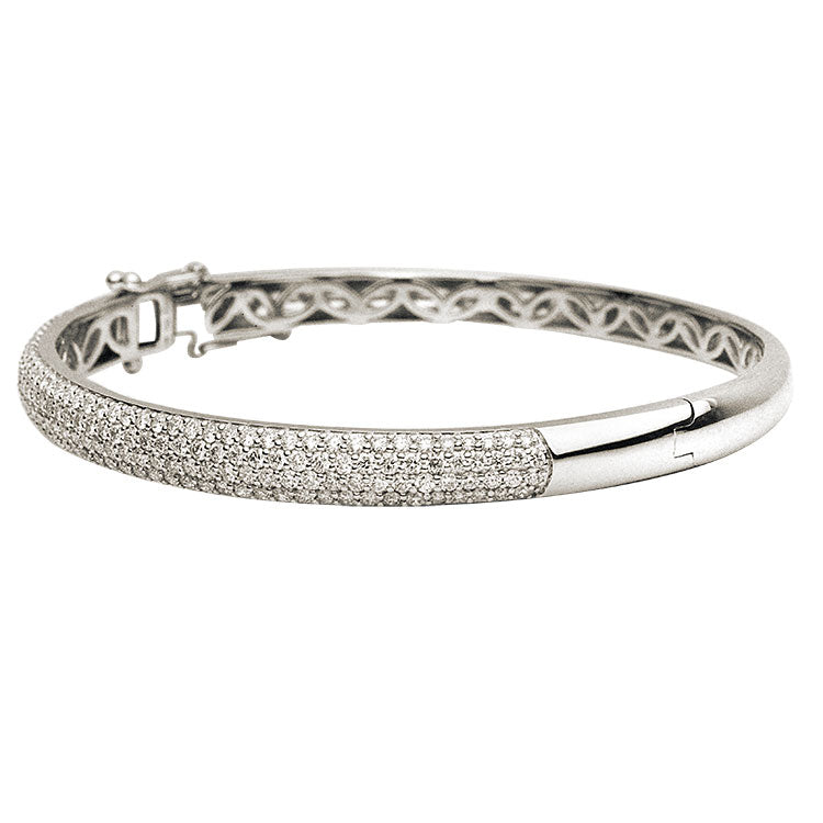 18K White Gold Diamond Bangle, 2.26ct