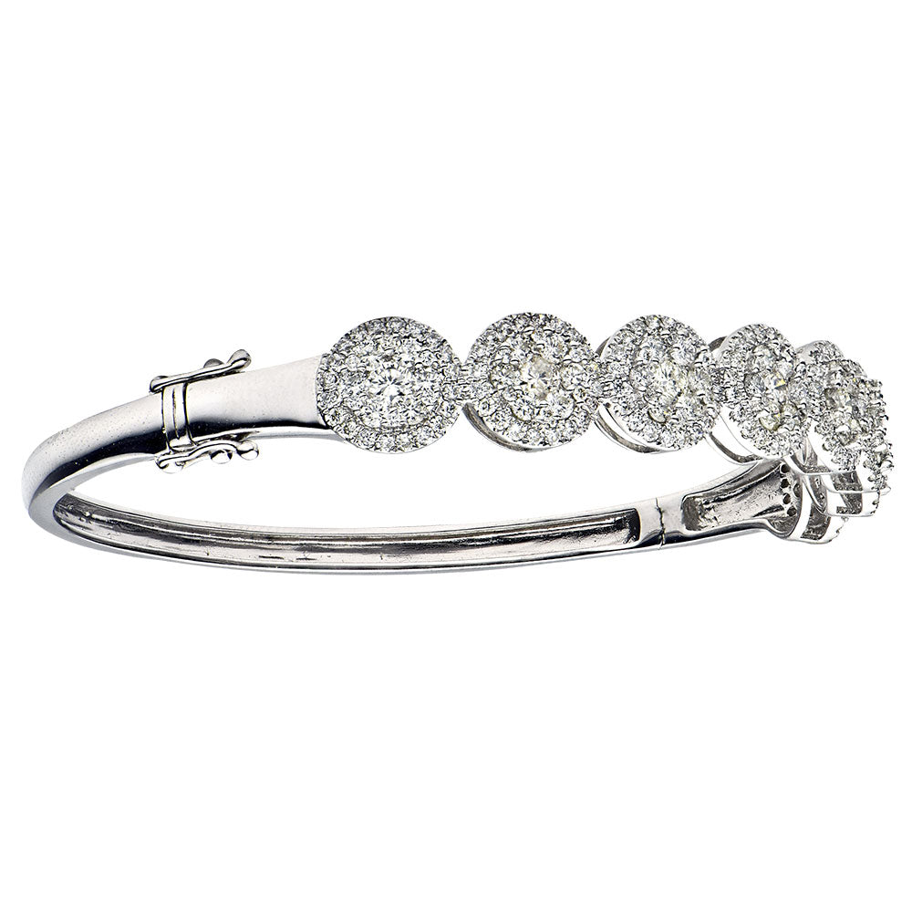 18K White Gold Diamond Bangle, 3.48ct