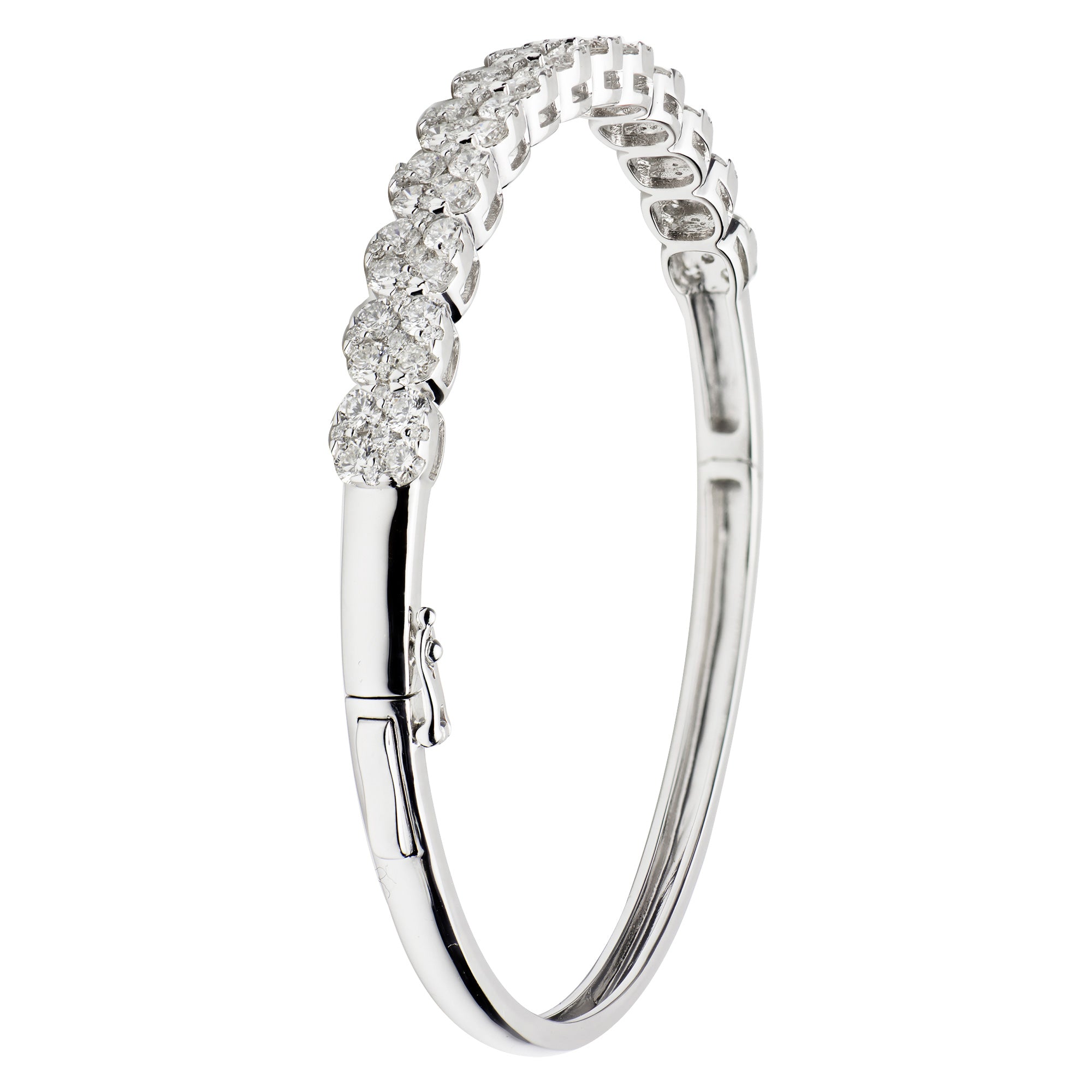 18K White Gold Diamond Bangle, 3.26ct