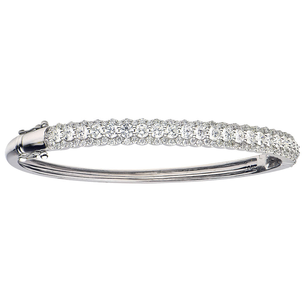 18K White Gold Diamond Bangle, 3.1ct