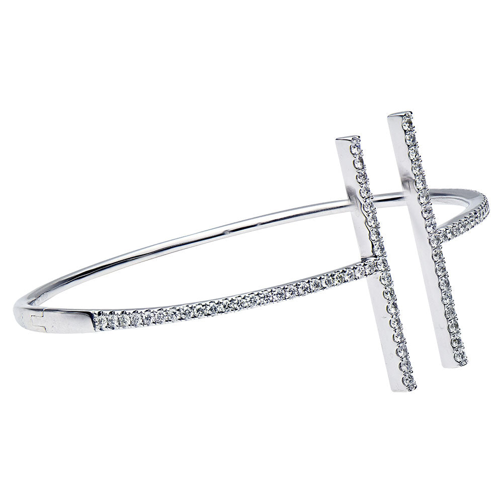 18K White Gold Diamond Bangle, 1.16ct