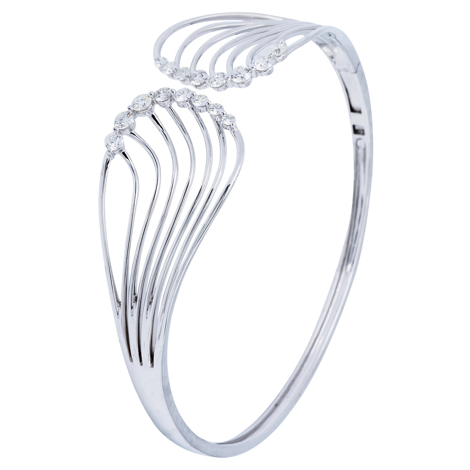 18K White Gold Diamond Bangle, 0.86ct