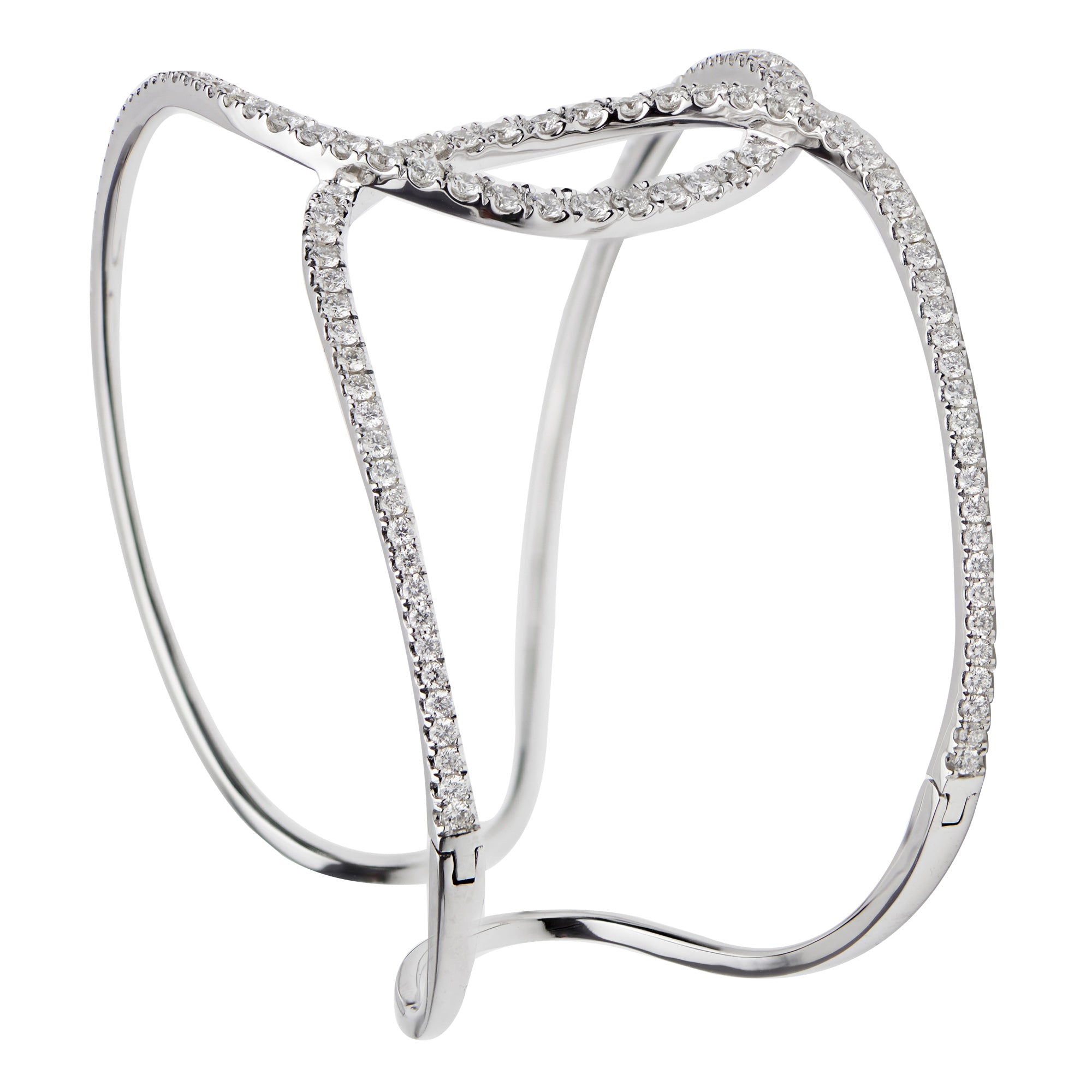 18K White Gold Diamond Bangle, 2.56ct