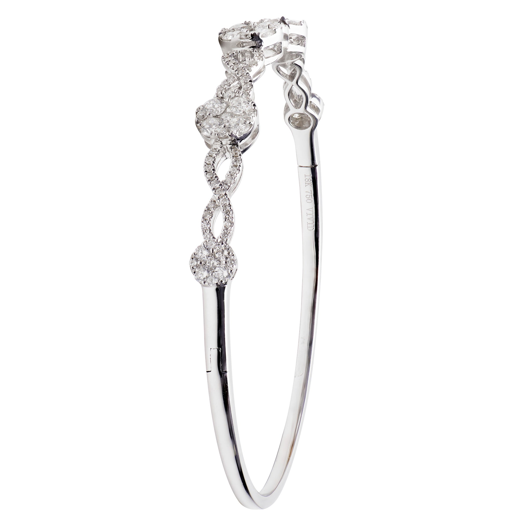 18K White Gold Diamond Bangle, 1.76ct