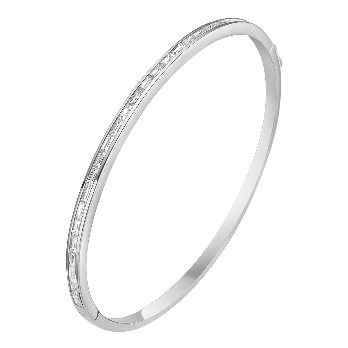 18K White Gold Baguette Illusion Bracelet, 1.71ct