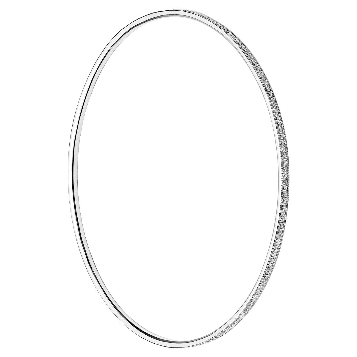 18K White Gold Diamond Bangle, 0.9ct